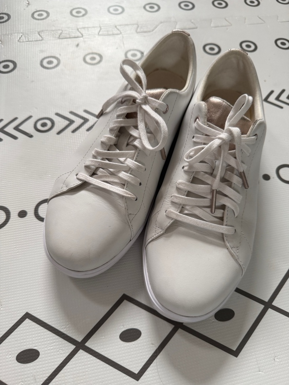 Cole Haan Women’s Grand Crosscourt Leather Sneakers - white and rose gold